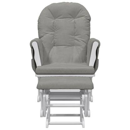 Poltrona Glider con Sgabello Grigio Chiaro in Tessuto