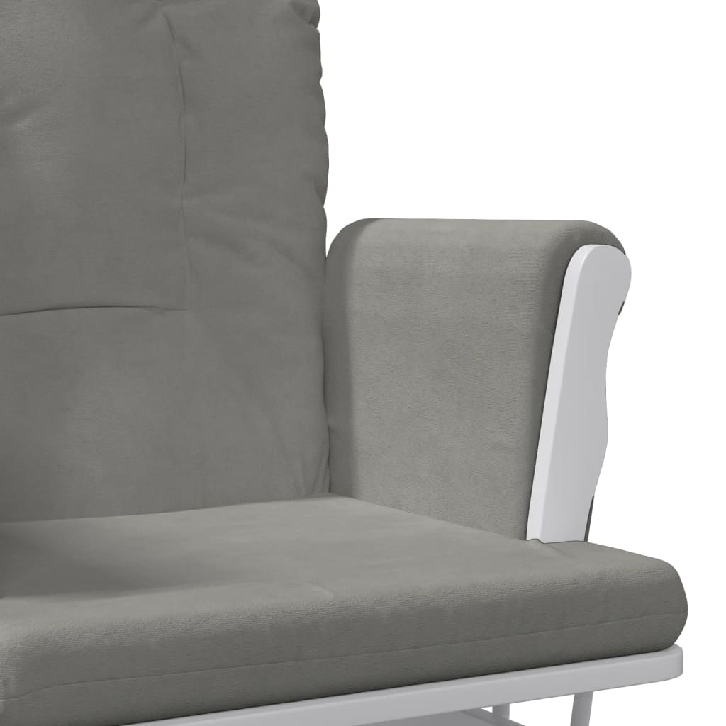 Poltrona Glider con Sgabello Grigio Chiaro in Tessuto