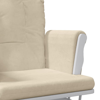 Poltrona Glider con Sgabello Bianco Crema in Tessuto