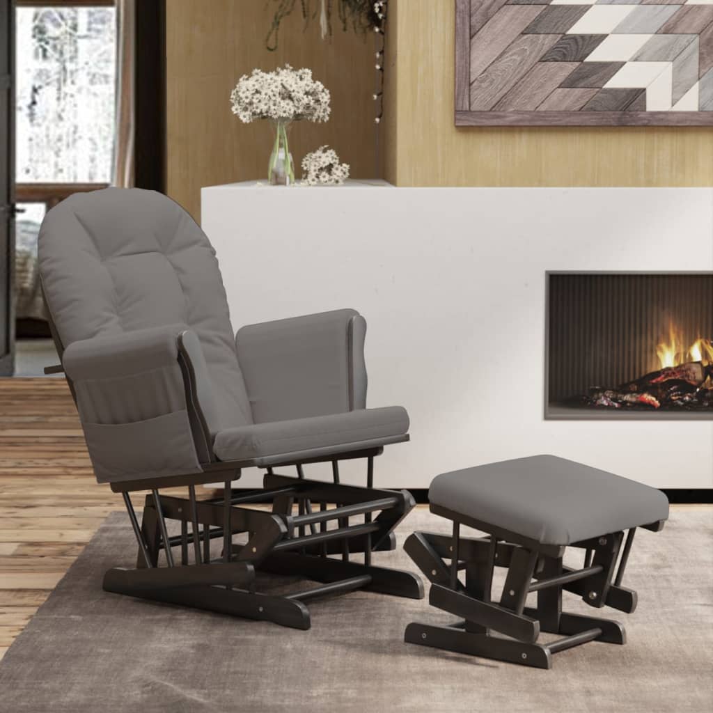 Poltrona Glider con Sgabello in Tessuto