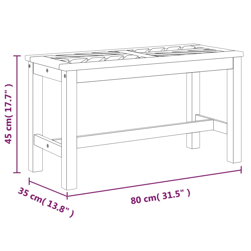 Panca da Giardino 80 cm in Legno Massello di Acacia | homemem39