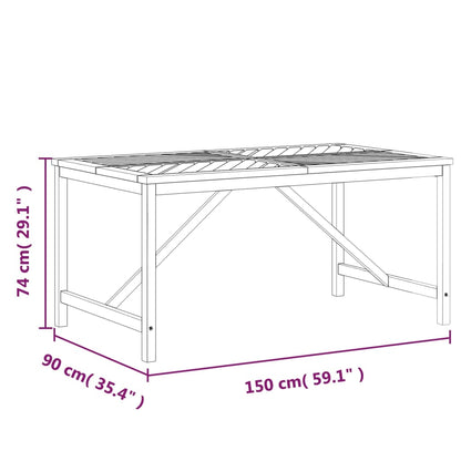 Tavolo da Pranzo da Giardino 150x90x74 cm Legno Massello Acacia - homemem39