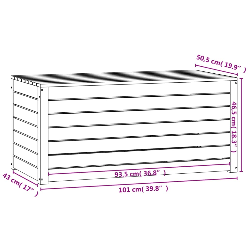 Contenitore Giardino Nero 101x50,5x46,5 cm Legno Massello Pino | homemem39