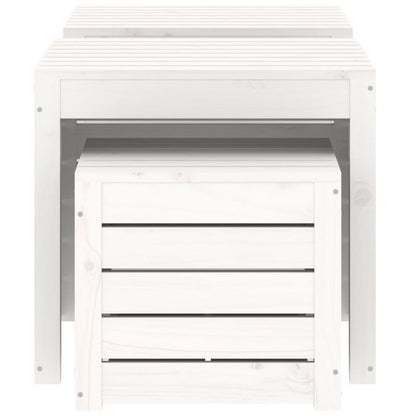 Set Cassette da Giardino 3 pz Bianco in Legno Massello di Pino - homemem39