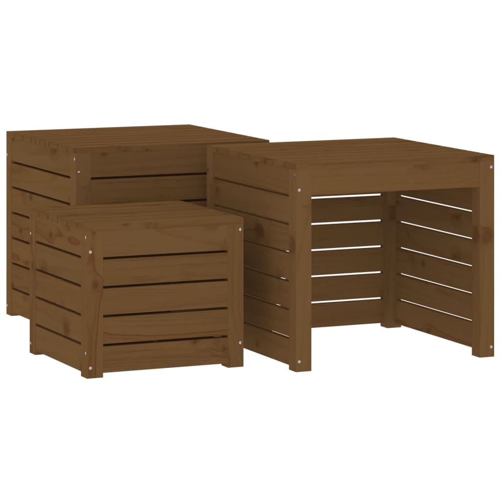 Set Cassette da Giardino 3 pz Ambra in Legno Massello di Pino
