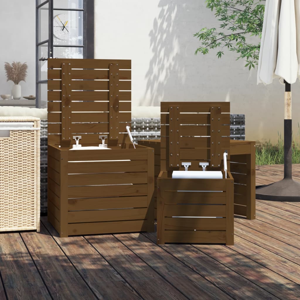 Set Cassette da Giardino 3 pz Ambra in Legno Massello di Pino
