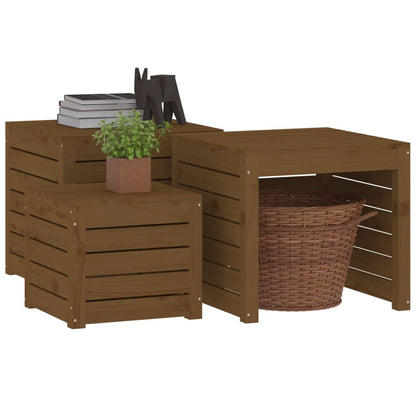 Set Cassette da Giardino 3 pz Ambra in Legno Massello di Pino