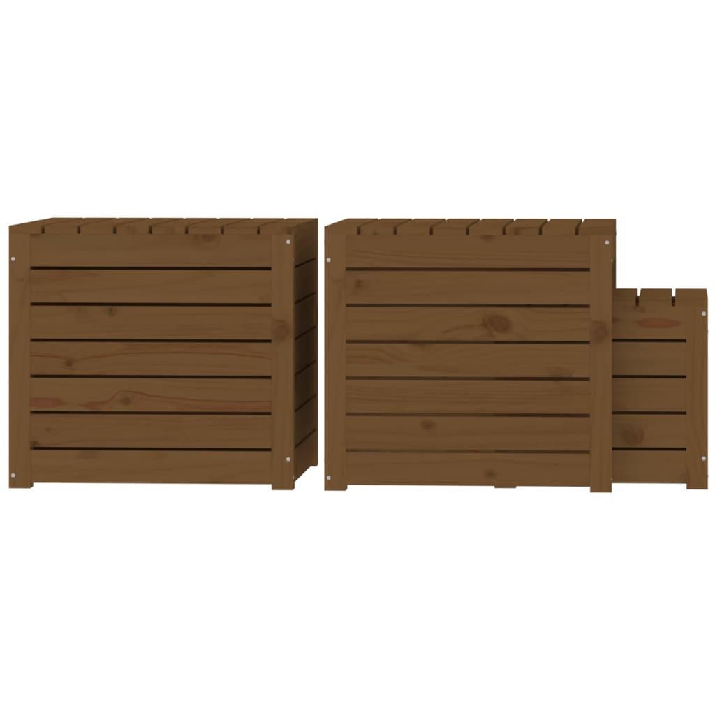 Set Cassette da Giardino 3 pz Ambra in Legno Massello di Pino