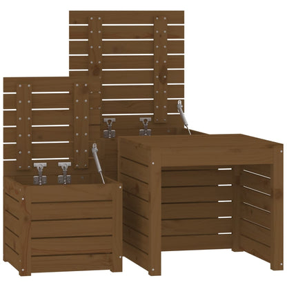 Set Cassette da Giardino 3 pz Ambra in Legno Massello di Pino