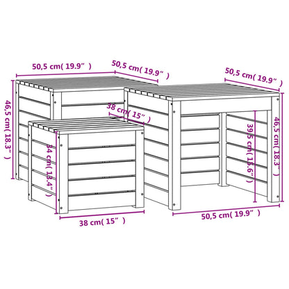 Set Cassette da Giardino 3 pz Ambra in Legno Massello di Pino