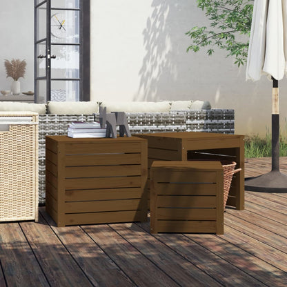 Set Cassette da Giardino 3 pz Ambra in Legno Massello di Pino