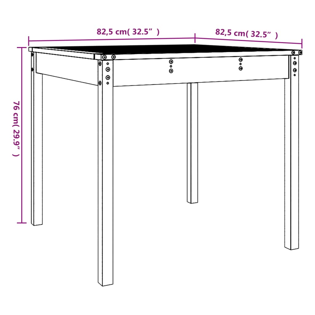 Tavolo da Giardino 82,5x82,5x76 cm in Legno Massello di Pino | homemem39