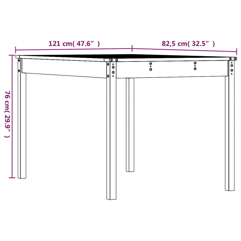 Tavolo da Giardino 121x82,5x76 cm in Legno Massello di Pino | homemem39