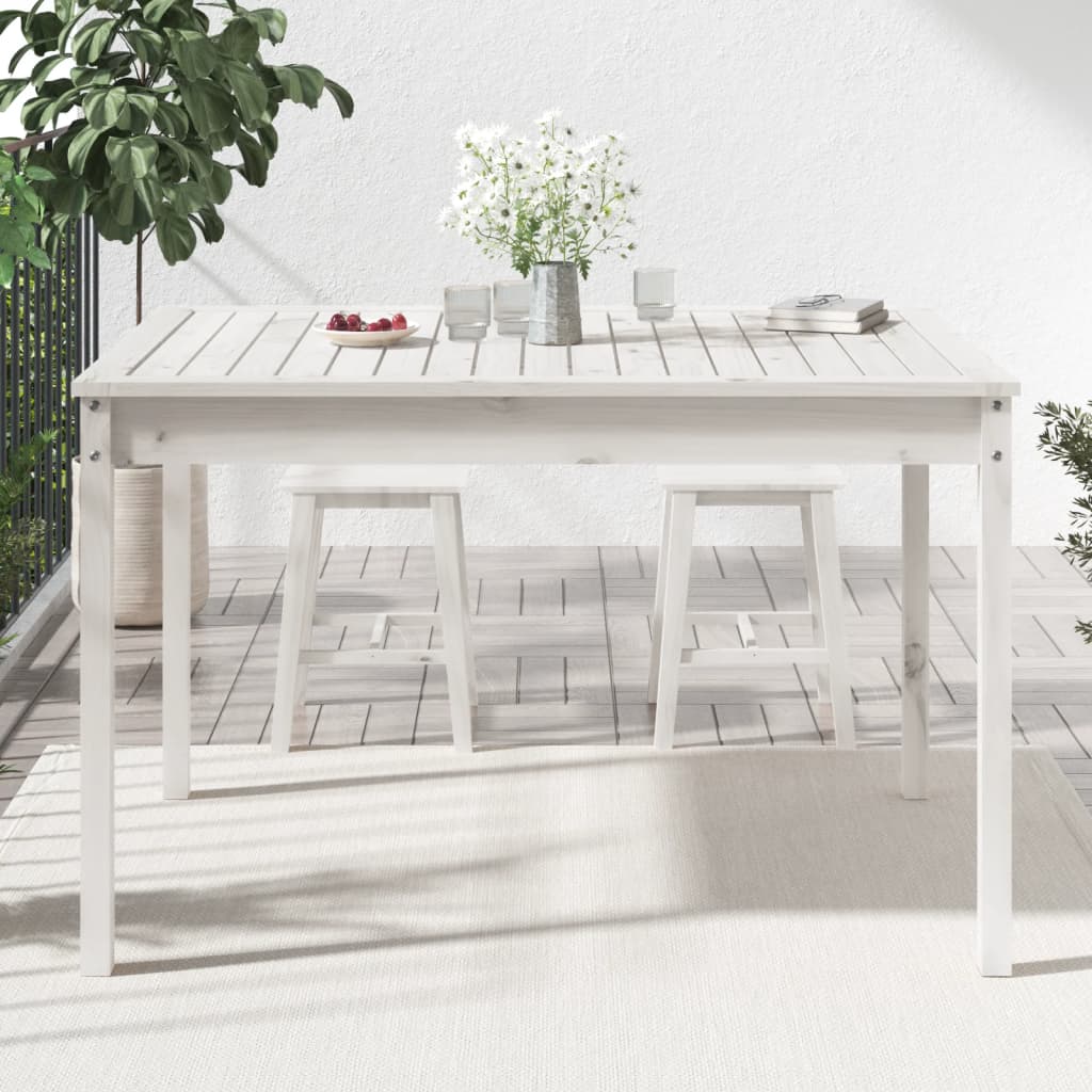 Tavolo da Giardino Bianco 121x82,5x76 cm Legno Massello di Pino - homemem39