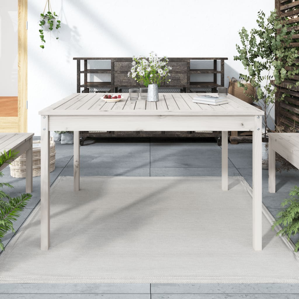Tavolo da Giardino Bianco 121x82,5x76 cm Legno Massello di Pino - homemem39