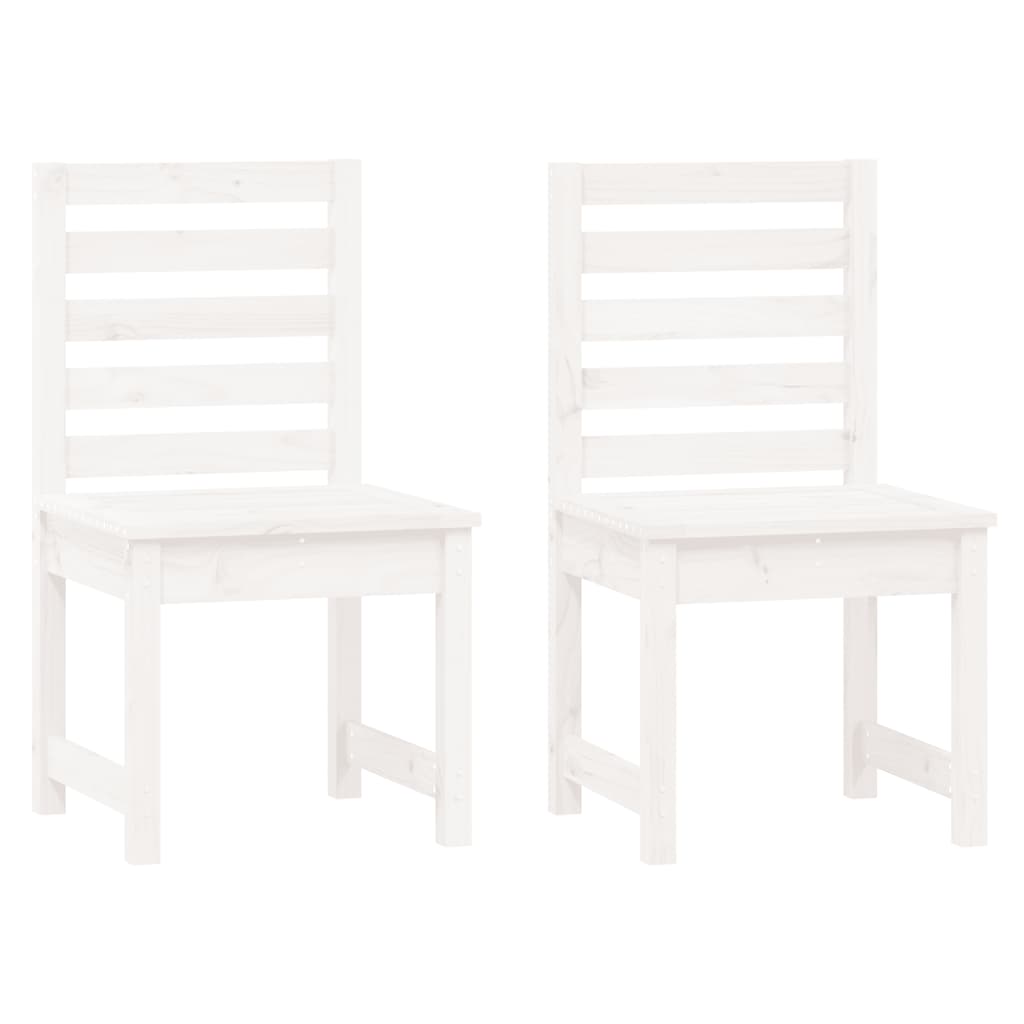 Sedie da Giardino 2pz Bianche 50x48x91,5 Legno Massello di Pino - homemem39