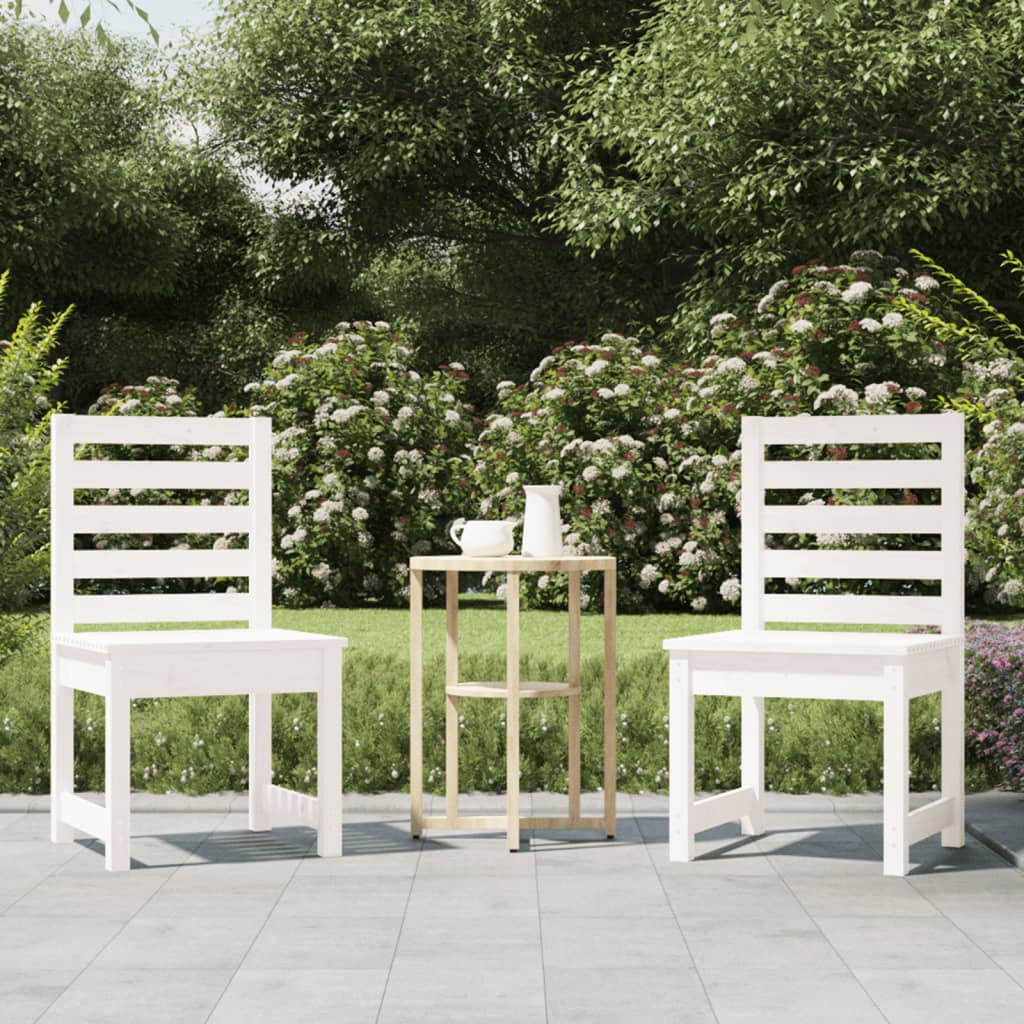Sedie da Giardino 2pz Bianche 50x48x91,5 Legno Massello di Pino - homemem39