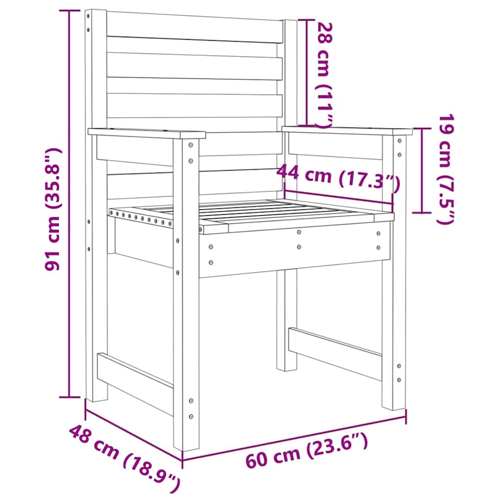 Sedie da Giardino 2pz 60x48x91 cm Legno Massello di Douglas - homemem39