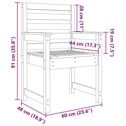 Sedie da Giardino 2pz 60x48x91 cm Legno Massello di Douglas - homemem39