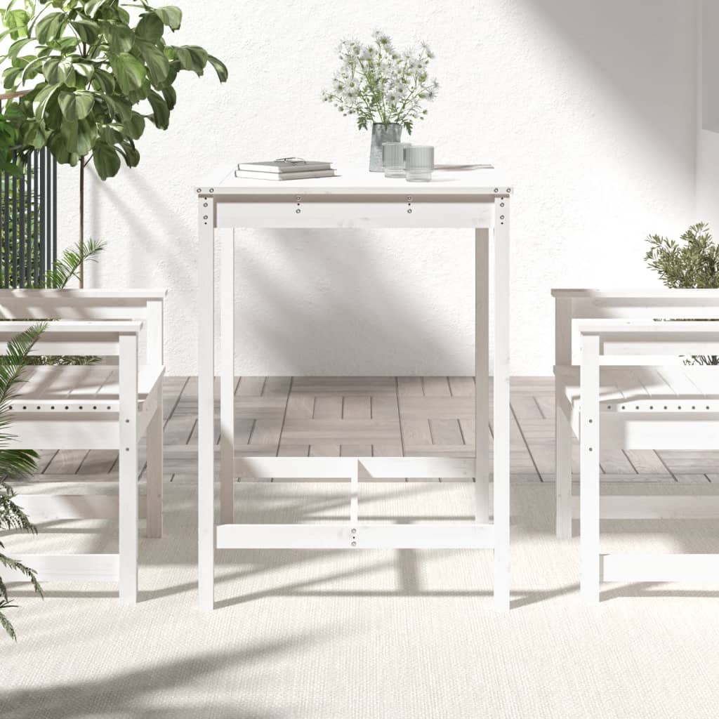 Tavolo da Giardino Bianco 82,5x82,5x110cm Legno Massello Pino - homemem39