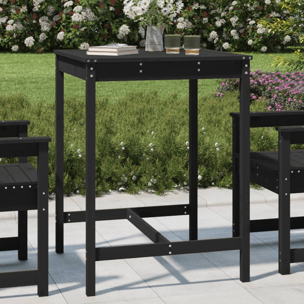 Tavolo da Giardino Nero 82,5x82,5x110cm Legno Massello di Pino - homemem39