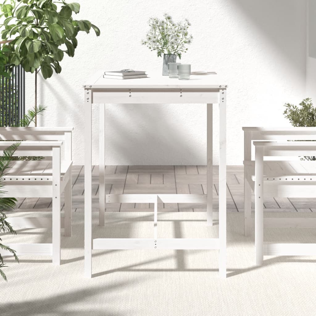 Tavolo da Giardino Bianco 121x82,5x110cm Legno Massello di Pino - homemem39