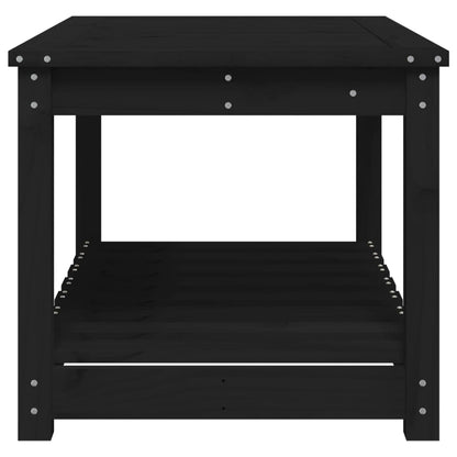 Tavolo da Giardino Nero 82,5x50,5x45 cm Legno Massello Pino