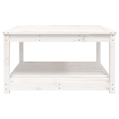 Tavolo da Giardino Bianco 82,5x82,5x45cm Legno Massello di Pino