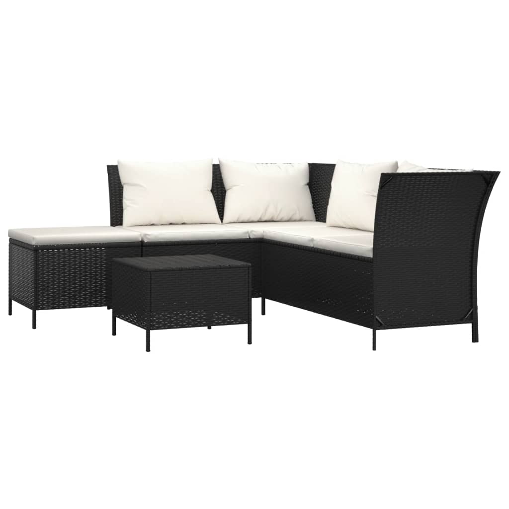 Set Divani da Giardino 4 pz con Cuscini in Polyrattan