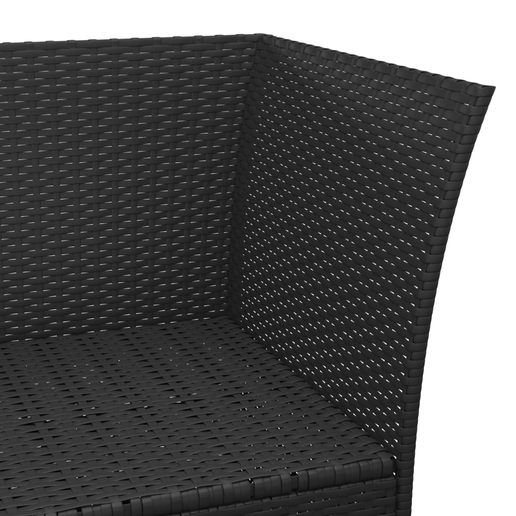 Set Divani da Giardino 4 pz con Cuscini Nero in Polyrattan