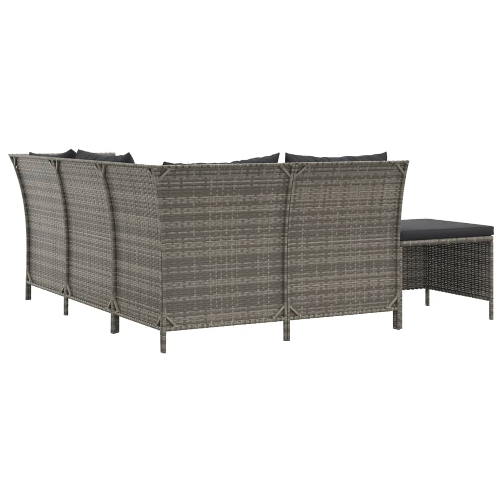 Set Divani da Giardino 4 pz con Cuscini in Polyrattan Grigio - homemem39