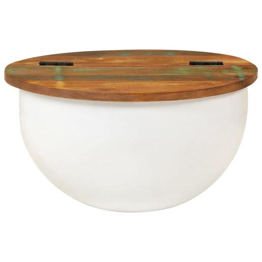 Tavolino da Salotto Bianco 50x27 cm Legno Massello di Recupero | homemem39