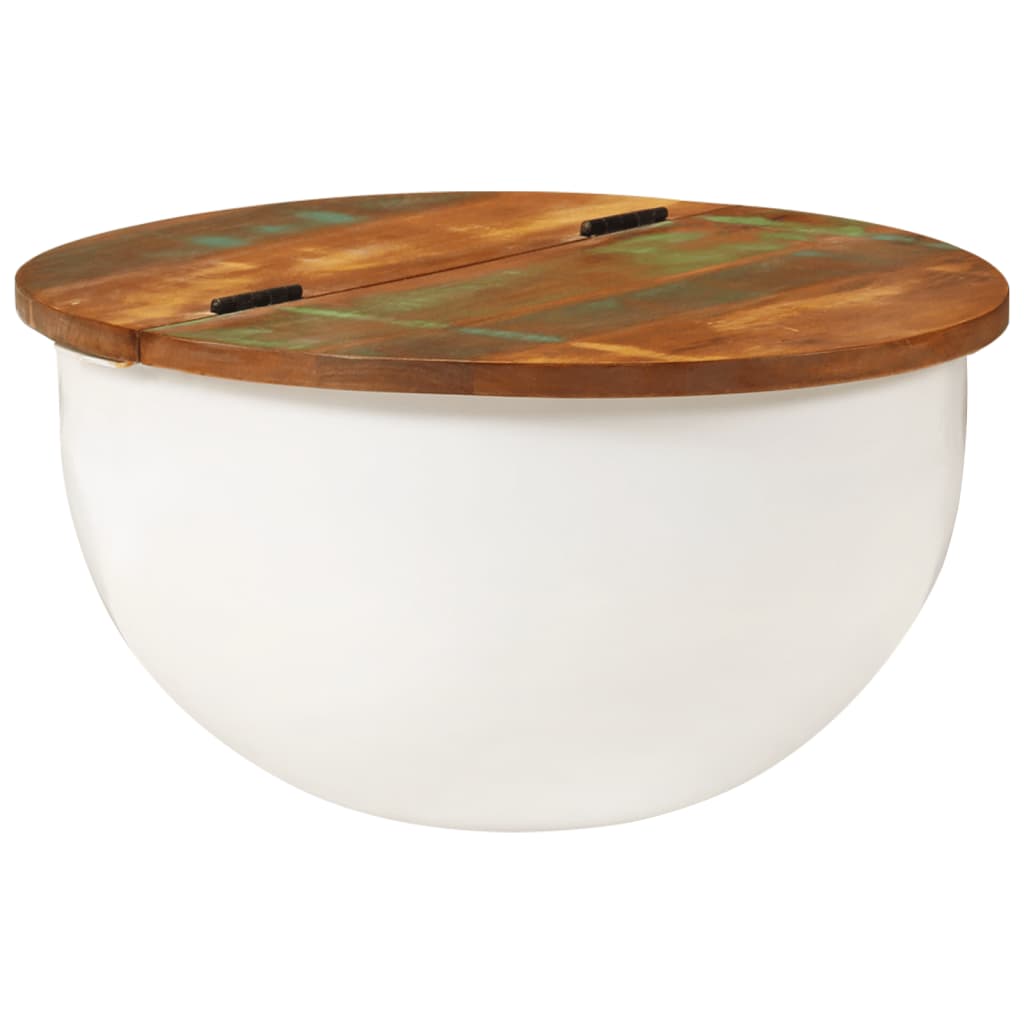 Tavolino da Salotto Bianco 50x27 cm Legno Massello di Recupero