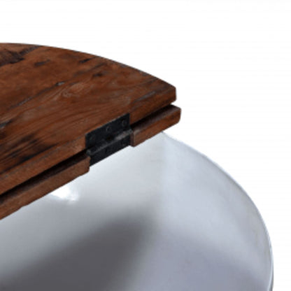 Tavolino da Salotto Bianco 50x27 cm Legno Massello di Recupero