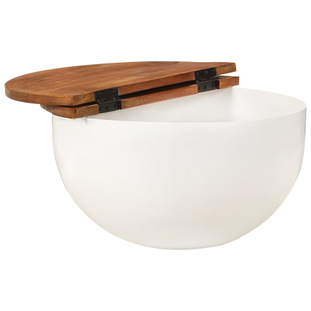 Tavolino da Salotto Bianco 50x27 cm Legno Massello di Recupero | homemem39