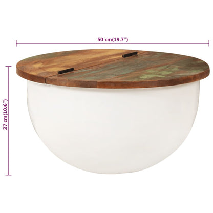 Tavolino da Salotto Bianco 50x27 cm Legno Massello di Recupero | homemem39