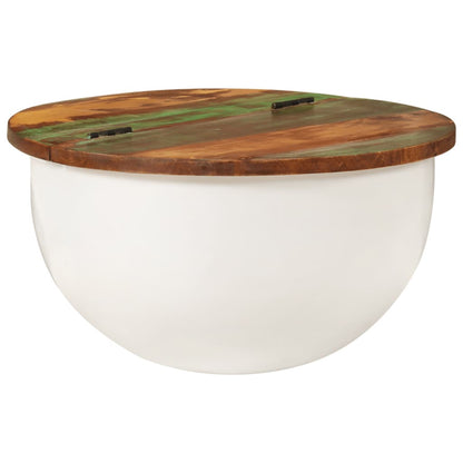 Tavolino da Salotto Bianco 50x27 cm Legno Massello di Recupero | homemem39