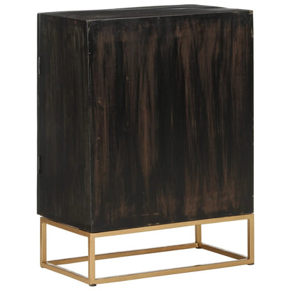 Credenza Nera 55x34x75 cm in Legno Massello di Mango e Ferro - homemem39