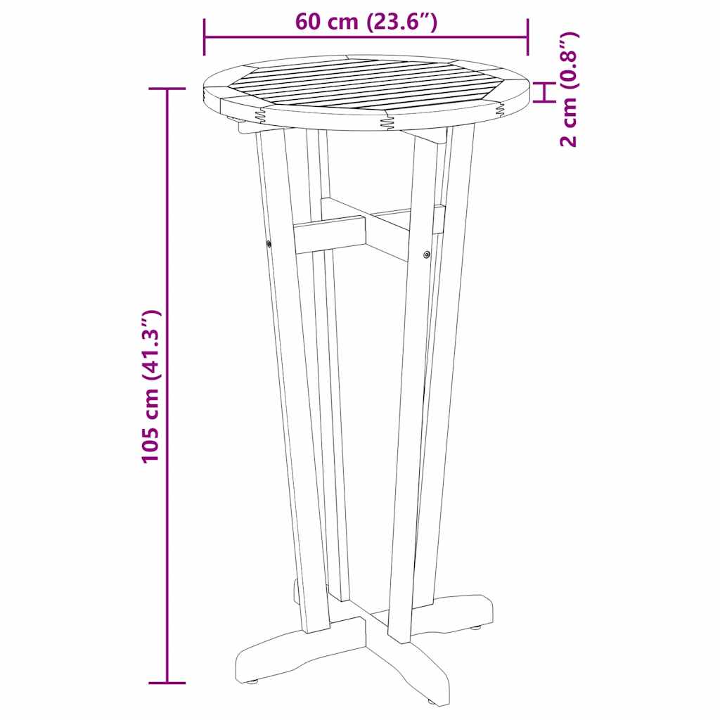 Tavolo da Bar da Giardino Ø60x105 cm Legno Massello di Acacia - homemem39