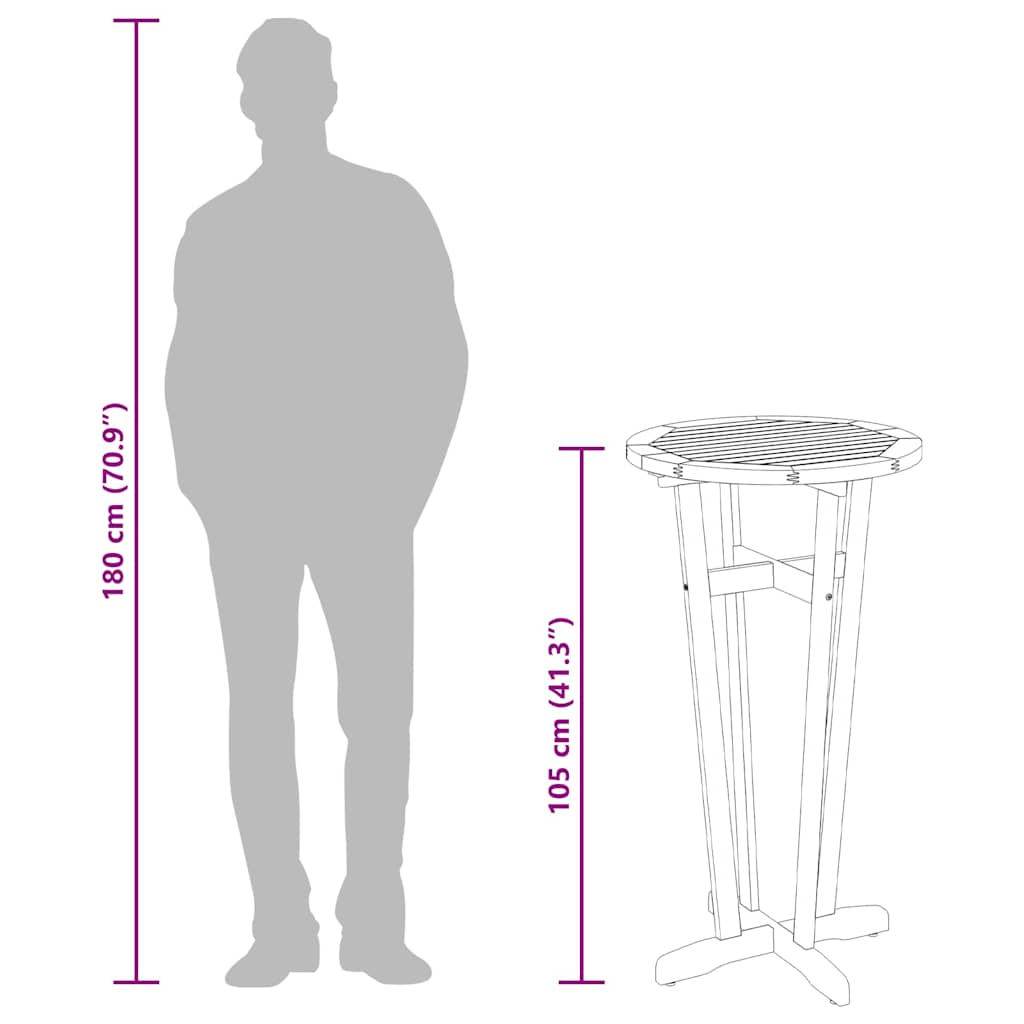 Tavolo da Bar da Giardino Ø60x105 cm Legno Massello di Acacia - homemem39