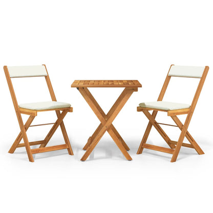 Set da Bistrò Pieghevole 3pz con Cuscini Legno Massello Acacia - homemem39