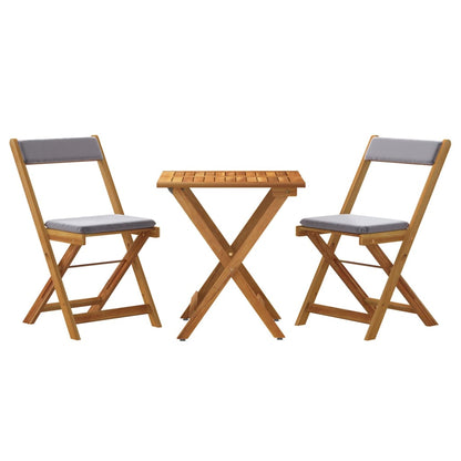 Set da Bistrò Pieghevole 3pz con Cuscini Legno Massello Acacia - homemem39