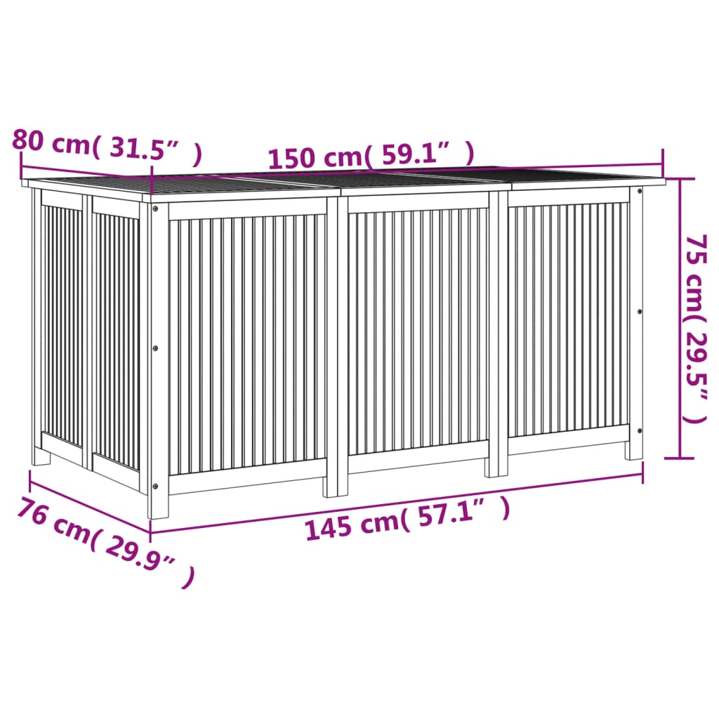 Contenitore da Giardino 150x80x75cm in Legno Massello di Acacia