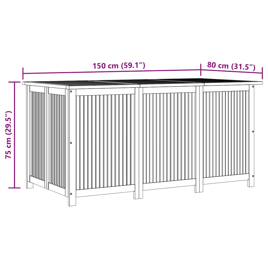 Contenitore da Giardino 150x80x75cm in Legno Massello di Acacia - homemem39