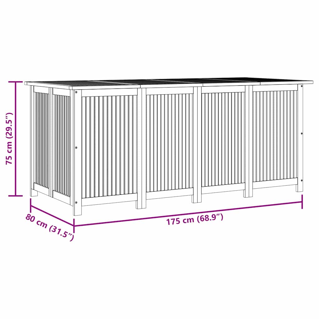 Contenitore da Giardino 175x80x75cm in Legno Massello di Acacia - homemem39