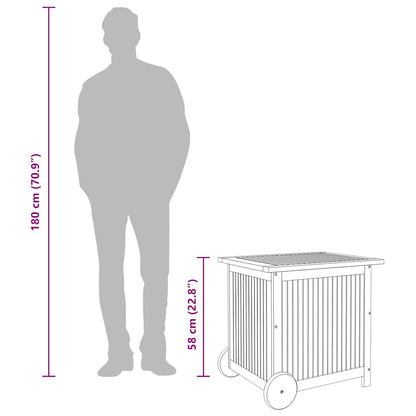 Contenitore Giardino con Ruote 60x50x58cm Legno Massello Acacia - homemem39