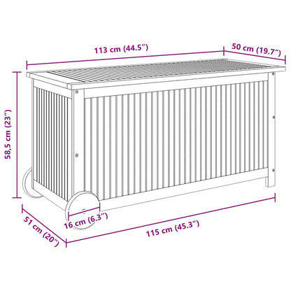 Contenitore Giardino con Ruote 113x50x58 Legno Massello Acacia - homemem39
