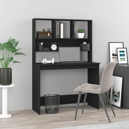 Scrivania con Mensole Nera 102x45x148 cm in Legno Multistrato