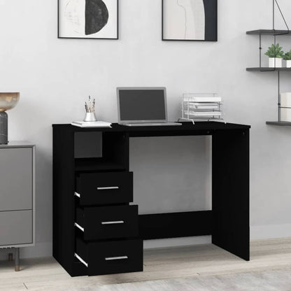 Scrivania con Cassetti Nera 102x50x76 cm in Legno Multistrato - homemem39