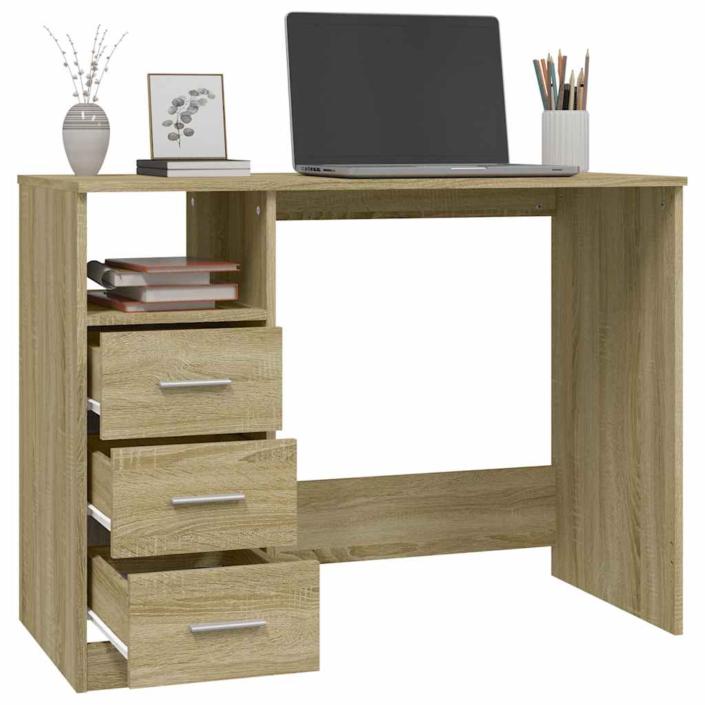 Scrivania Cassetti Rovere Sonoma 102x50x76 cm Legno Multistrato | homemem39